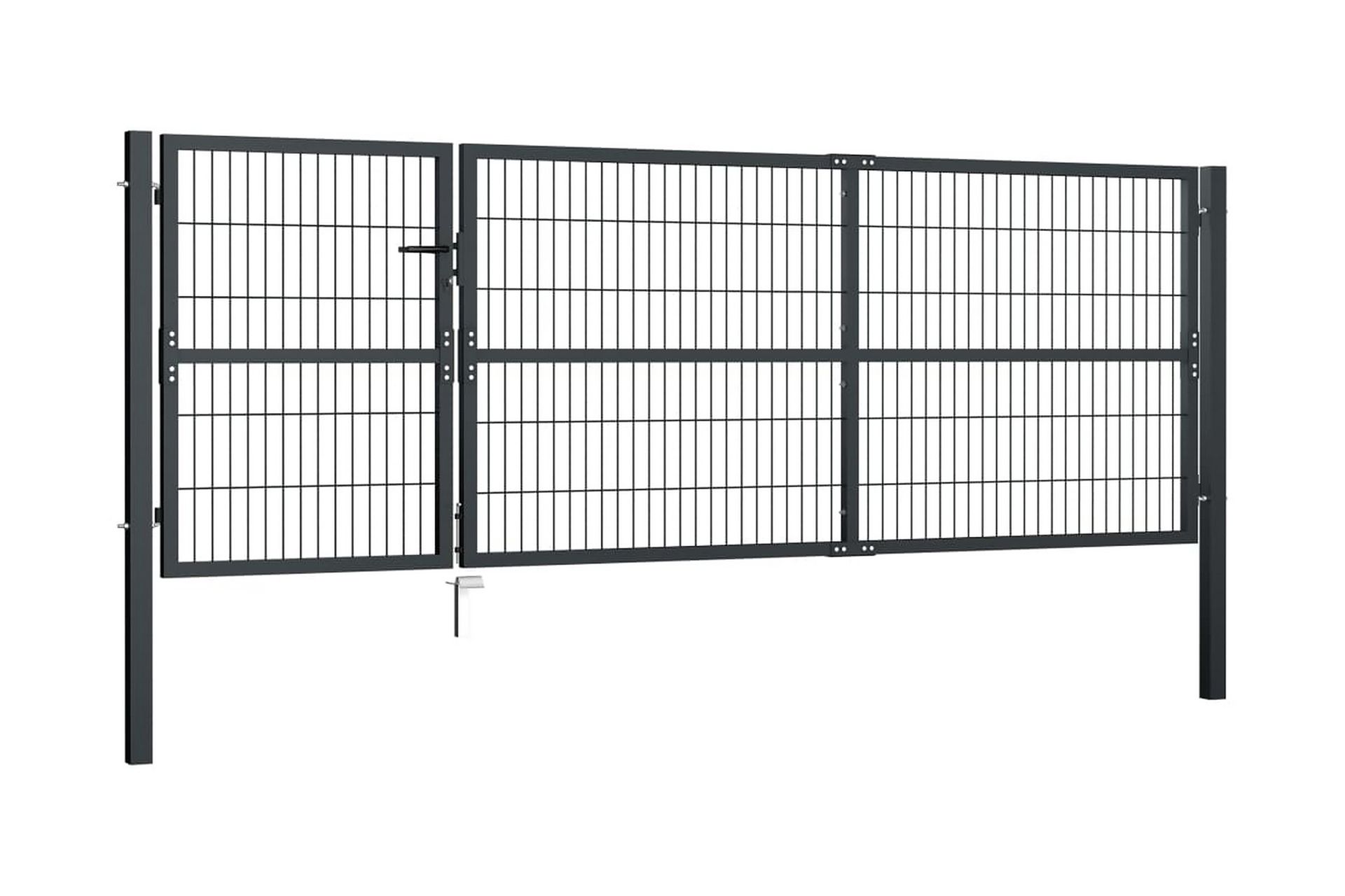 Hageport med stolper stål 350x100 cm antrasitt - Hus & oppussing - Innsynsbeskyttelse & innhegning - Port