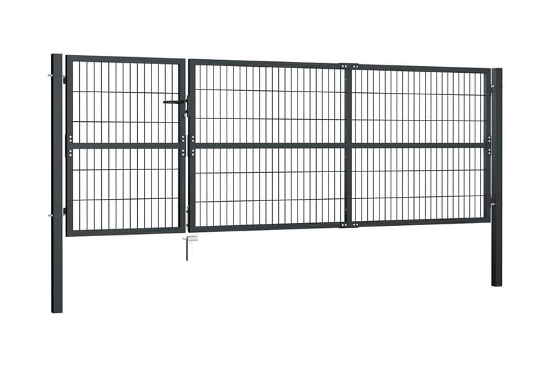 Hageport med stolper stål 350x100 cm antrasitt - Hus & oppussing - Innsynsbeskyttelse & innhegning - Port