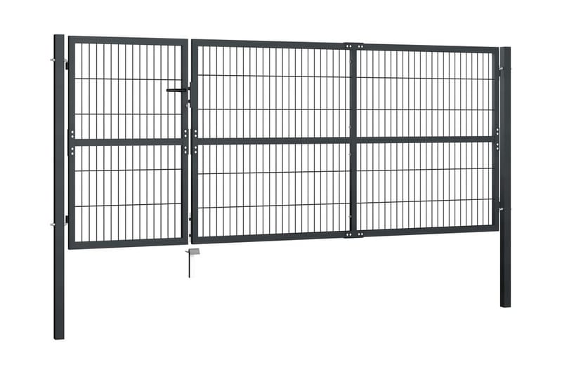 Hageport med stolper stål 350x120 cm antrasitt - Hus & oppussing - Innsynsbeskyttelse & innhegning - Port