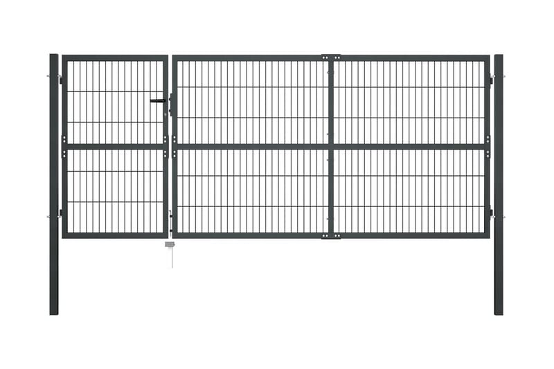 Hageport med stolper stål 350x120 cm antrasitt - Hus & oppussing - Innsynsbeskyttelse & innhegning - Port