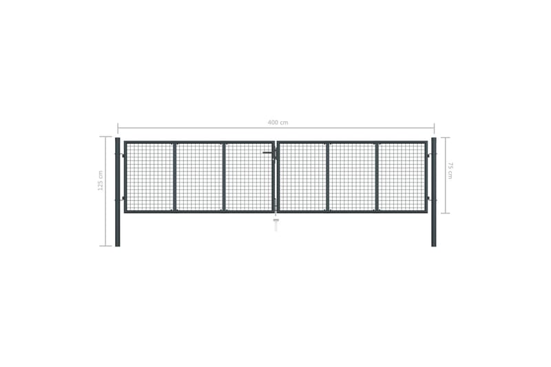Hageport netting galvanisert stål 400x125 cm grå - Hus & oppussing - Innsynsbeskyttelse & innhegning - Port