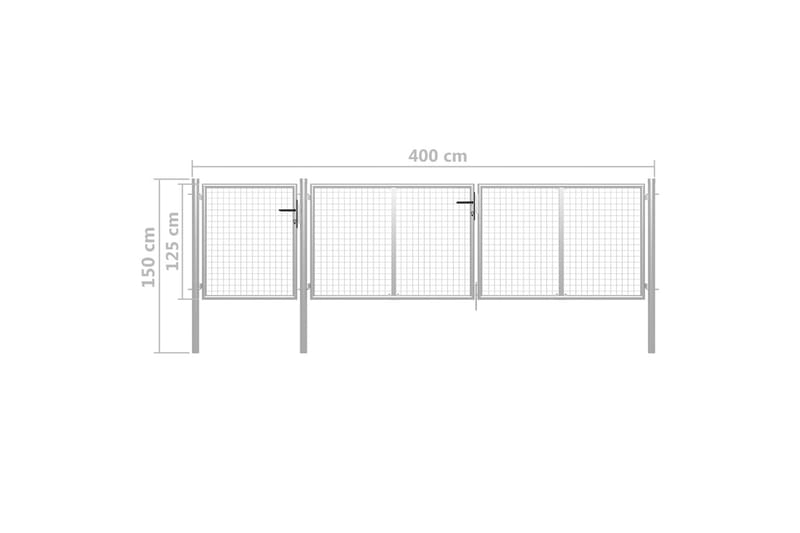 Hageport stål 400x100 cm sølv - Silver - Hus & oppussing - Innsynsbeskyttelse & innhegning - Port