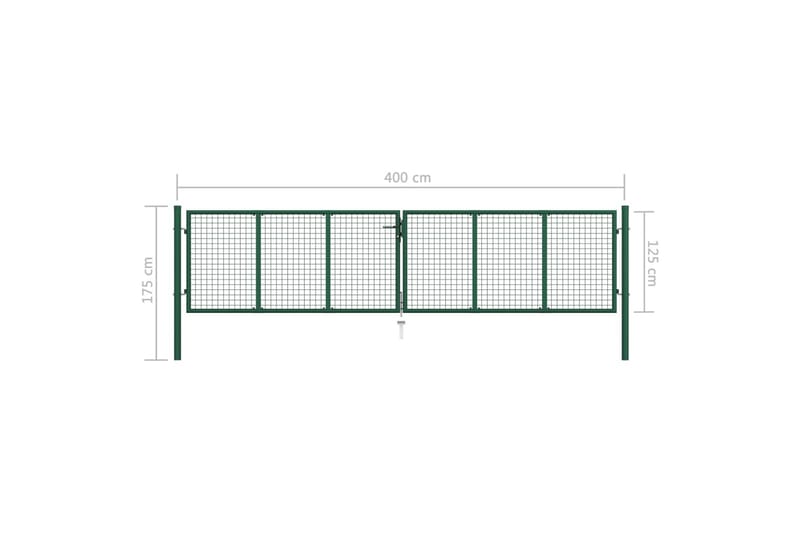 Nettinghageport stål 400x125 cm grønn - Smijernsport & jernport - Grind utendørs