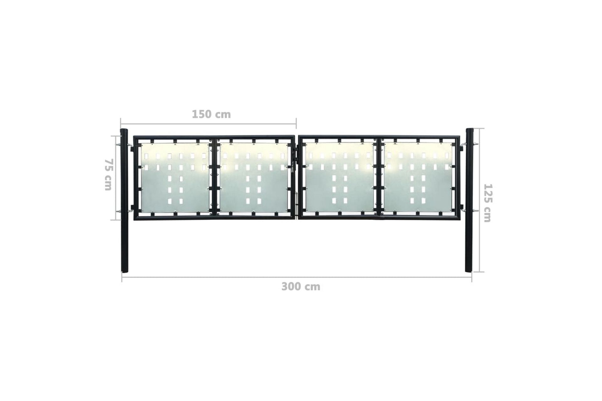 Sort Dobbel Dør Gateport 300 x 125 cm - Hus & oppussing - Innsynsbeskyttelse & innhegning - Port