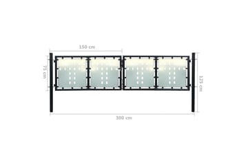 Sort Dobbel Dør Gateport 300 x 125 cm - Hus & oppussing - Innsynsbeskyttelse & innhegning - Port