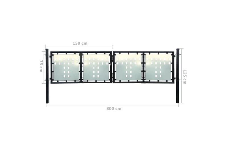 Sort Dobbel Dør Gateport 300 x 125 cm - Hus & oppussing - Innsynsbeskyttelse & innhegning - Port
