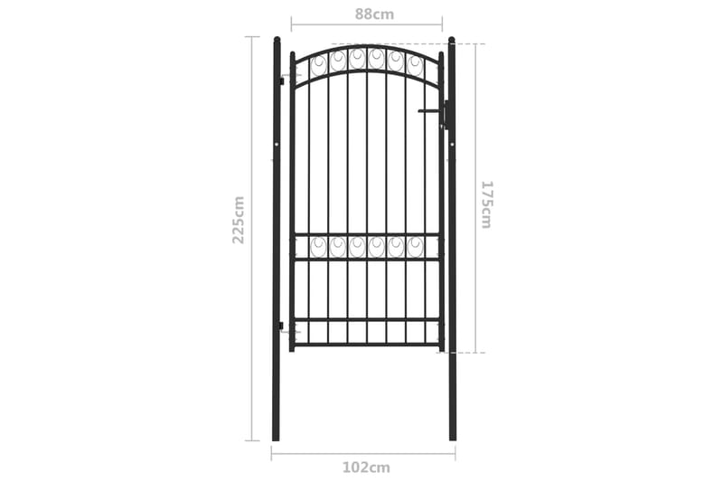 Hageport med buet topp stål 100x175 cm svart - Svart - Hus & oppussing - Innsynsbeskyttelse & innhegning - Port