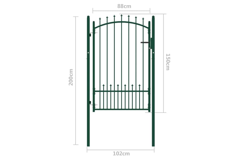 Hageport med pigger stål 100x150 cm grønn - grønn - Hus & oppussing - Innsynsbeskyttelse & innhegning - Port