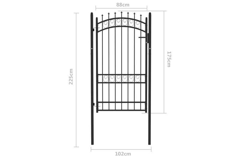 Hageport med pigger stål 100x175 cm svart - Svart - Hus & oppussing - Innsynsbeskyttelse & innhegning - Port