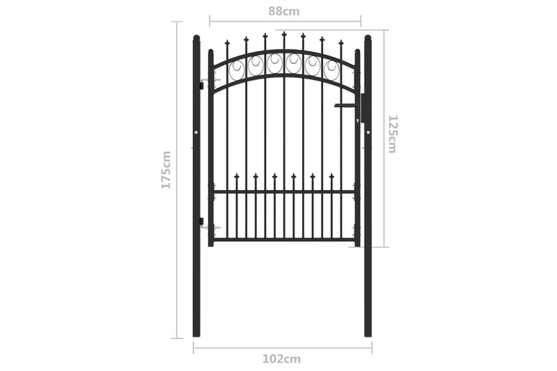 Hageport med pigger stål 100x125 cm svart - Svart - Hus & oppussing - Innsynsbeskyttelse & innhegning - Port