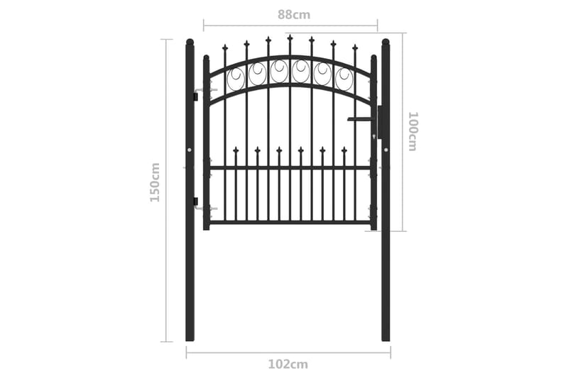 Hageport med pigger stål 100x100 cm svart - Svart - Hus & oppussing - Innsynsbeskyttelse & innhegning - Port