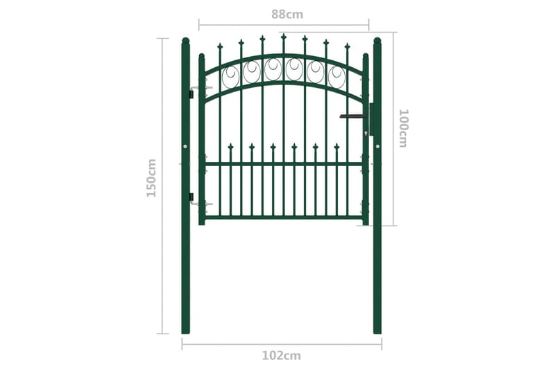 Hageport med pigger stål 100x100 cm grønn - grønn - Hus & oppussing - Innsynsbeskyttelse & innhegning - Port