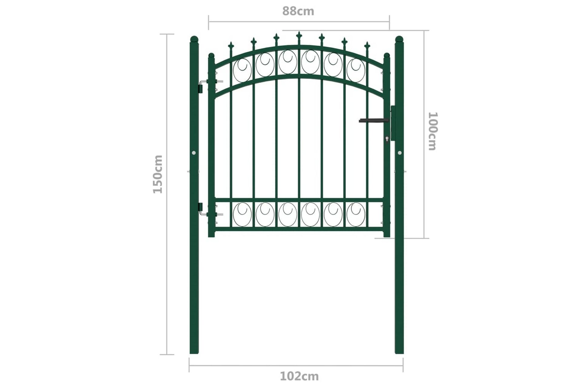 Hageport med pigger stål 100x100 cm grønn - grønn - Hus & oppussing - Innsynsbeskyttelse & innhegning - Port