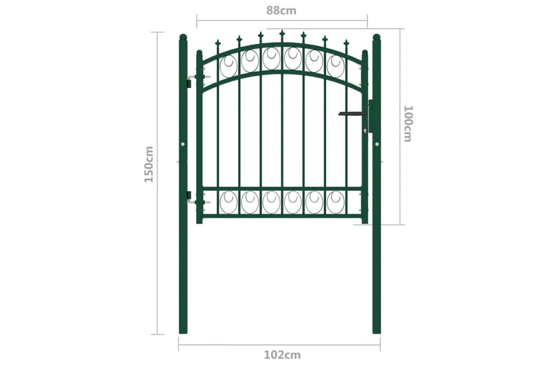 Hageport med pigger stål 100x100 cm grønn - grønn - Hus & oppussing - Innsynsbeskyttelse & innhegning - Port
