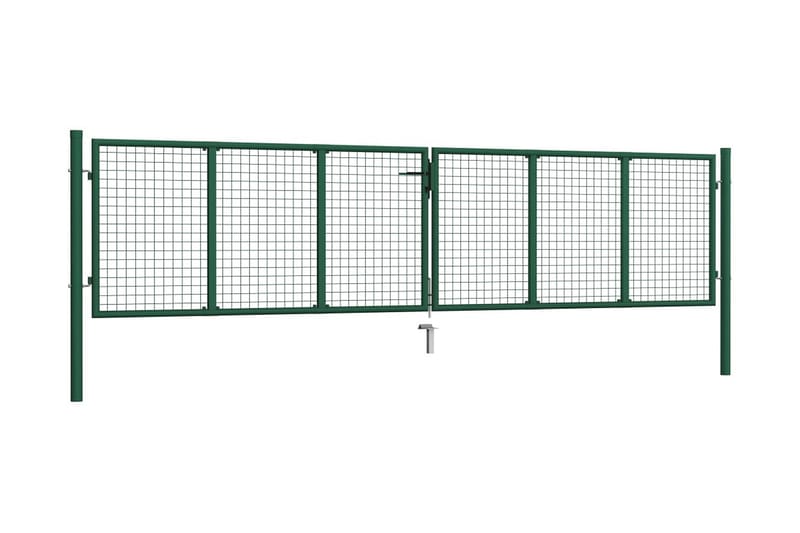 Nettinghageport stål 400x100 cm grønn - Grind utendørs - Smijernsport & jernport