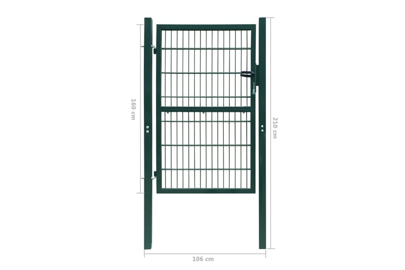 2D hageport (enkel) grønn 106 x 210 cm - Smijernsport & jernport - Grind utendørs