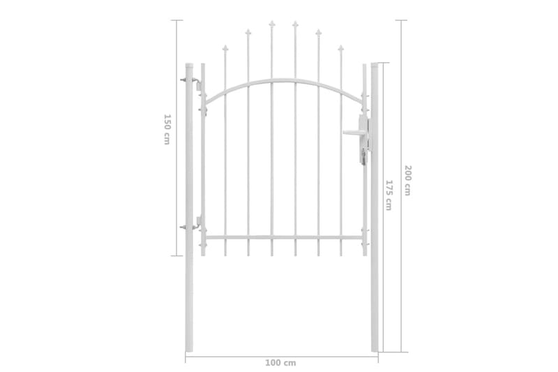 Hagegjerde stål 1x2 m hvit - Smijernsport & jernport - Grind utendørs