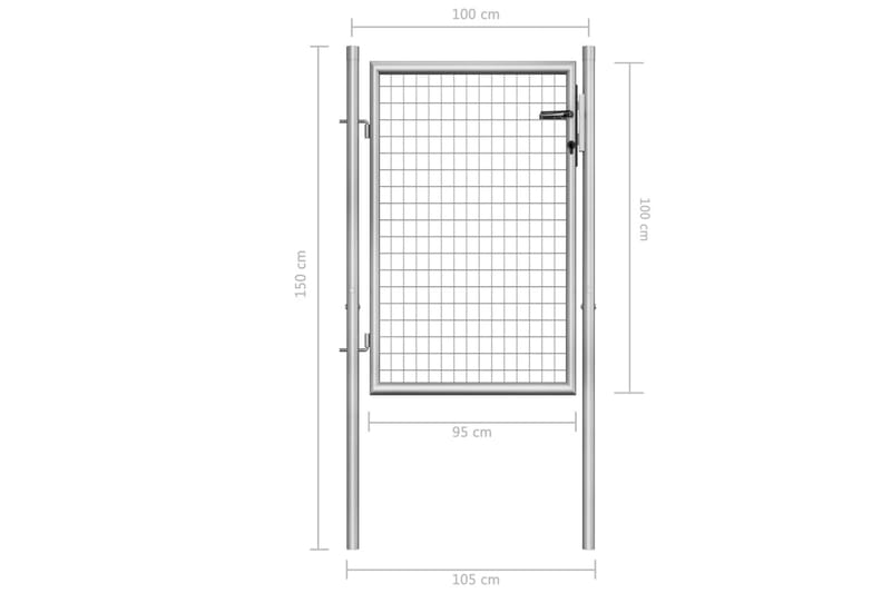 Hageport galvanisert stål 105x150 cm sølv - Smijernsport & jernport - Grind utendørs