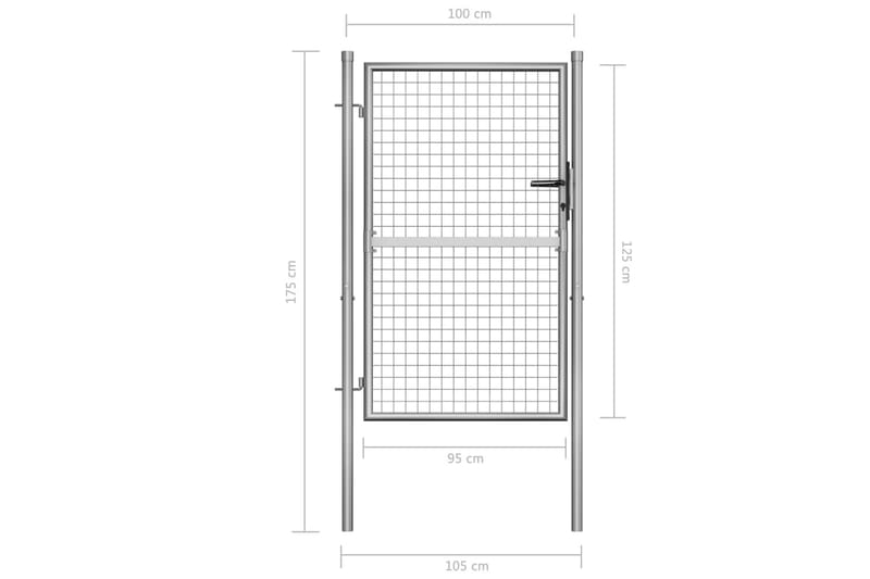 Hageport galvanisert stål 105x175 cm sølv - Smijernsport & jernport - Grind utendørs