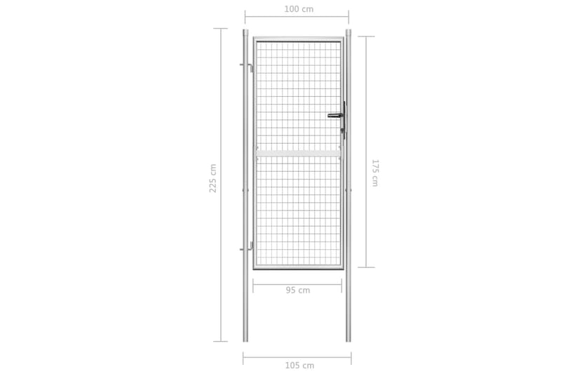 Hageport galvanisert stål 105x225 cm sølv - Hus & oppussing - Innsynsbeskyttelse & innhegning - Port