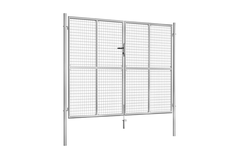 Hageport galvanisert stål 306x250 cm sølv - Hus & oppussing - Innsynsbeskyttelse & innhegning - Port