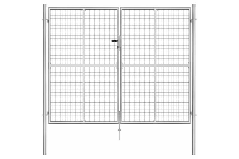 Hageport galvanisert stål 306x250 cm sølv - Hus & oppussing - Innsynsbeskyttelse & innhegning - Port
