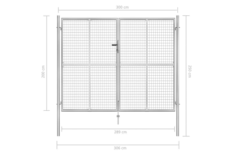 Hageport galvanisert stål 306x250 cm sølv - Smijernsport & jernport - Grind utendørs