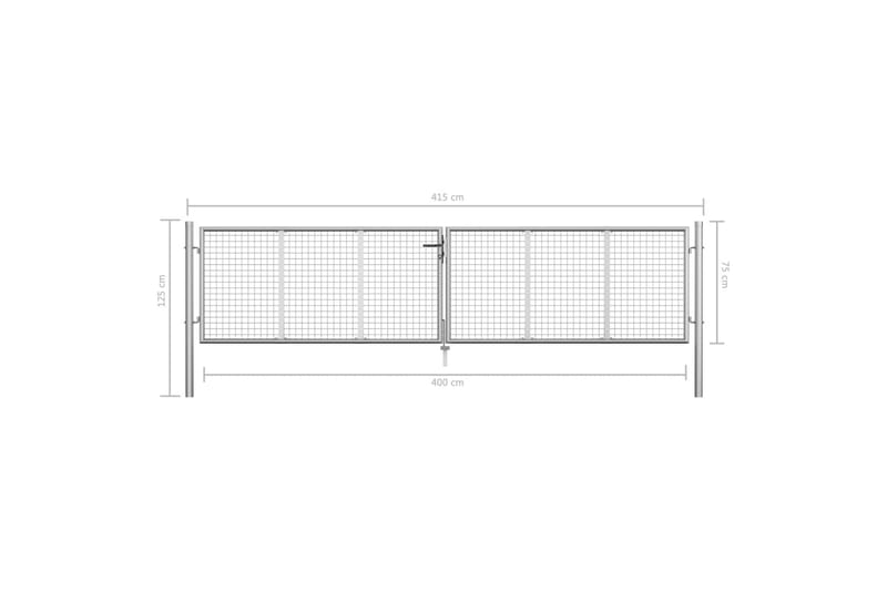 Hageport galvanisert stål 415x125 cm sølv - Silver - Smijernsport & jernport - Grind utendørs