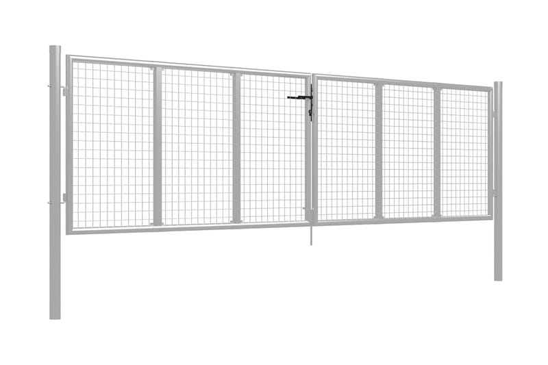 Hageport galvanisert stål 415x175 cm sølv - Silver - Hus & oppussing - Innsynsbeskyttelse & innhegning - Port