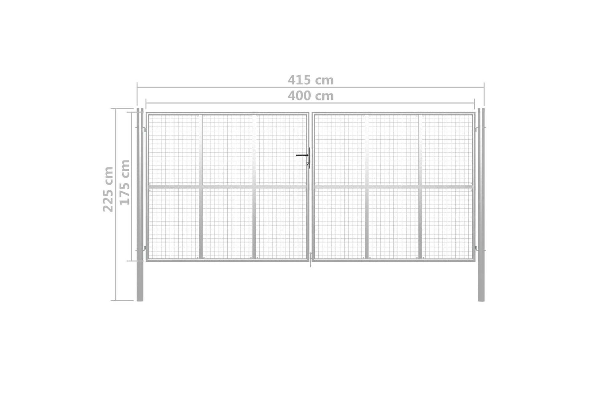 Hageport galvanisert stål 415x225 cm sølv - Silver - Hus & oppussing - Innsynsbeskyttelse & innhegning - Port
