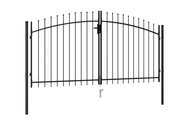 Hageport med dobbel dør og spisser stål 3x1,5 cm svart - Hus & oppussing - Innsynsbeskyttelse & innhegning - Port