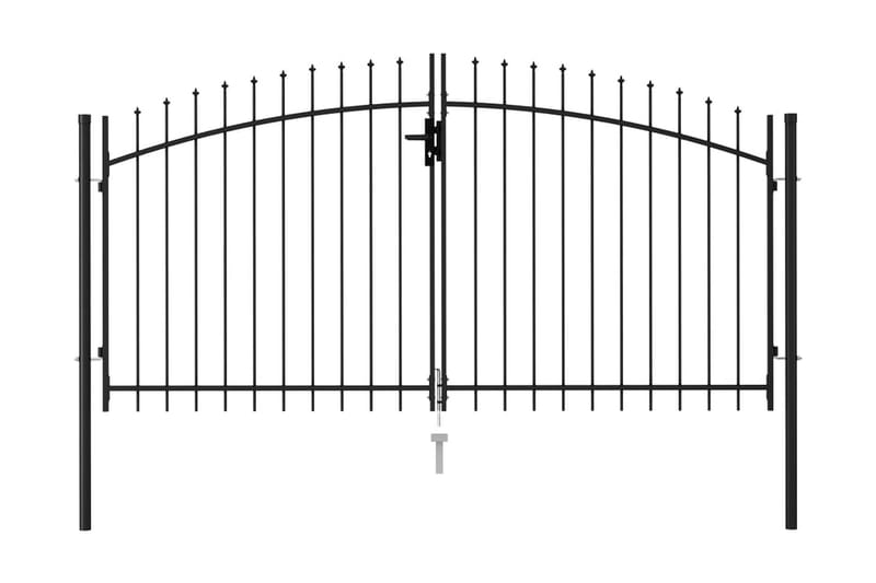 Hageport med dobbel dør og spisser stål 3x1,5 cm svart - Hus & oppussing - Innsynsbeskyttelse & innhegning - Port