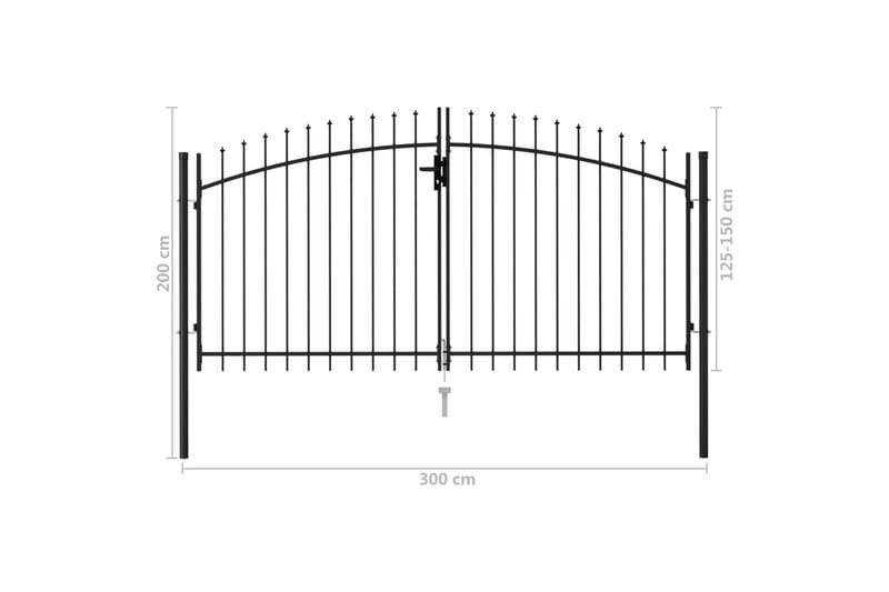 Hageport med dobbel dør og spisser stål 3x1,5 cm svart - Hus & oppussing - Innsynsbeskyttelse & innhegning - Port