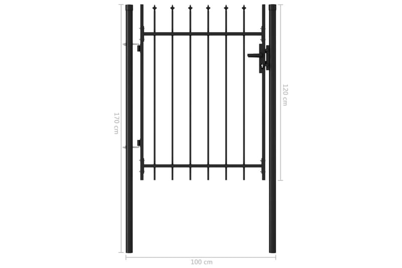 Hageport med en dør og spisser stål 1x1,2 m svart - Hus & oppussing - Innsynsbeskyttelse & innhegning - Port