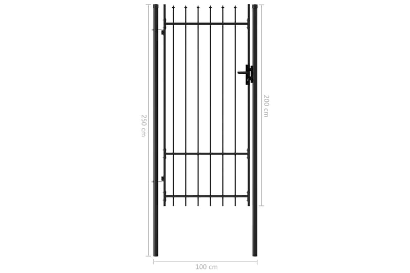 Hageport med en dør og spisser stål 1x2 m svart - Smijernsport & jernport - Grind utendørs
