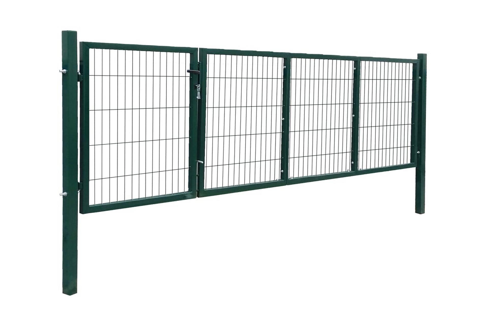 Hageport med stolper 350x100 cm stål grønn - Hus & oppussing - Innsynsbeskyttelse & innhegning - Port