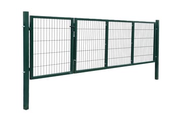 Hageport med stolper 350x100 cm stål grønn - Hus & oppussing - Innsynsbeskyttelse & innhegning - Port