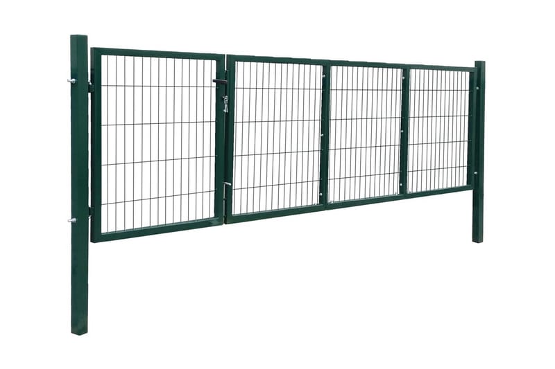 Hageport med stolper 350x100 cm stål grønn - Hus & oppussing - Innsynsbeskyttelse & innhegning - Port