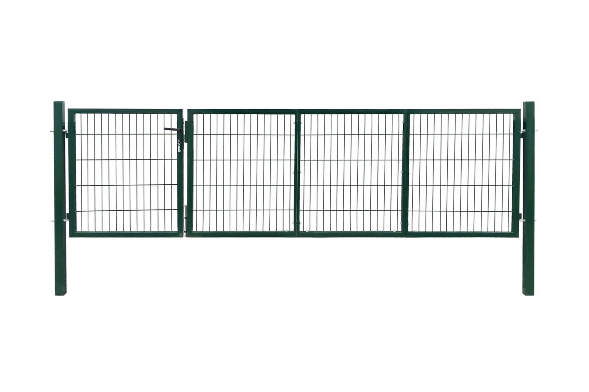 Hageport med stolper 350x100 cm stål grønn - Hus & oppussing - Innsynsbeskyttelse & innhegning - Port