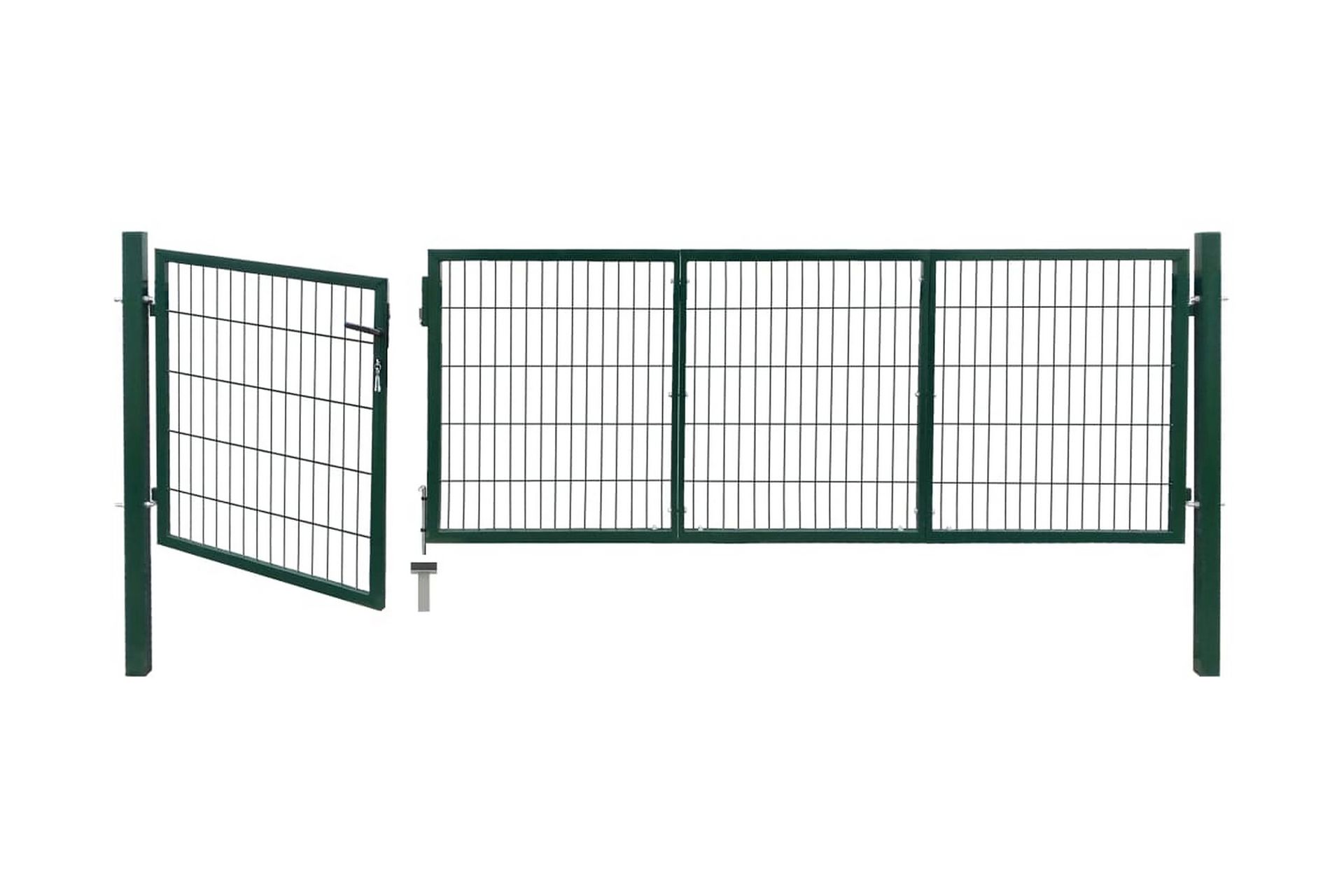 Hageport med stolper 350x100 cm stål grønn - Hus & oppussing - Innsynsbeskyttelse & innhegning - Port