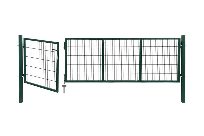Hageport med stolper 350x100 cm stål grønn - Hus & oppussing - Innsynsbeskyttelse & innhegning - Port