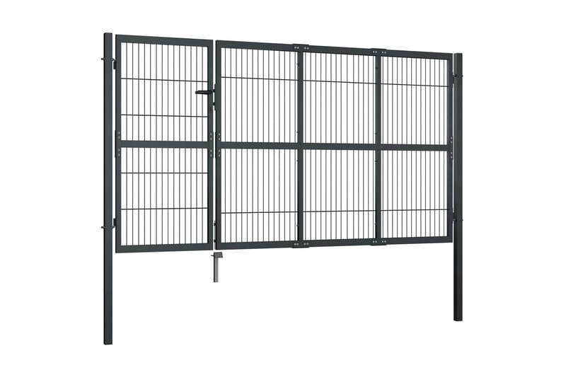Hageport med stolper stål 350x140 cm antrasitt - Hus & oppussing - Innsynsbeskyttelse & innhegning - Port