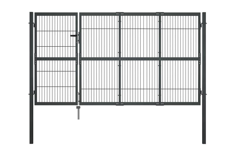 Hageport med stolper stål 350x140 cm antrasitt - Hus & oppussing - Innsynsbeskyttelse & innhegning - Port