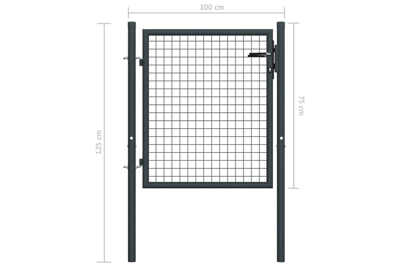 Hageport netting galvanisert stål 100x125 cm grå - Hus & oppussing - Innsynsbeskyttelse & innhegning - Port