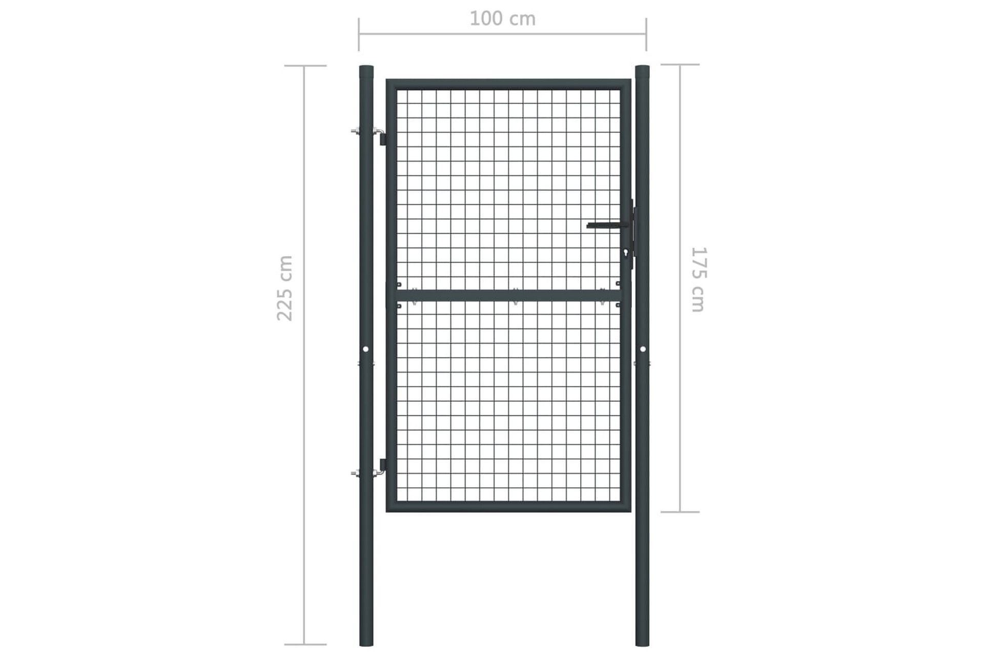 Hageport netting galvanisert stål 100x225 cm grå - Hus & oppussing - Innsynsbeskyttelse & innhegning - Port