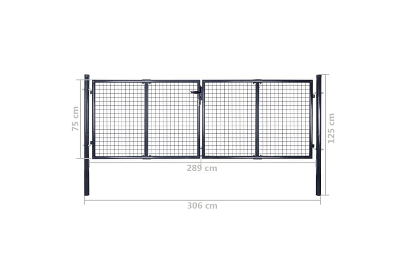 Hageport netting galvanisert stål 289x75 cm grå - Hus & oppussing - Innsynsbeskyttelse & innhegning - Port