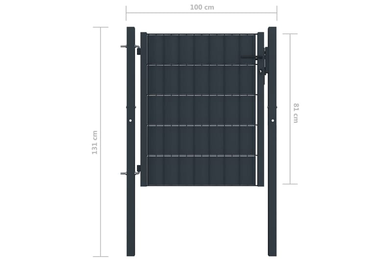 Hageport stål 100x81 cm antrasitt - Grind utendørs - Smijernsport & jernport