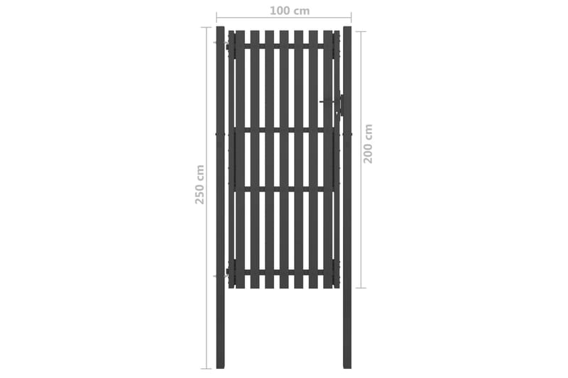 Hageport stål 1x2,5 m antrasitt - Antrasittgrå - Smijernsport & jernport - Grind utendørs
