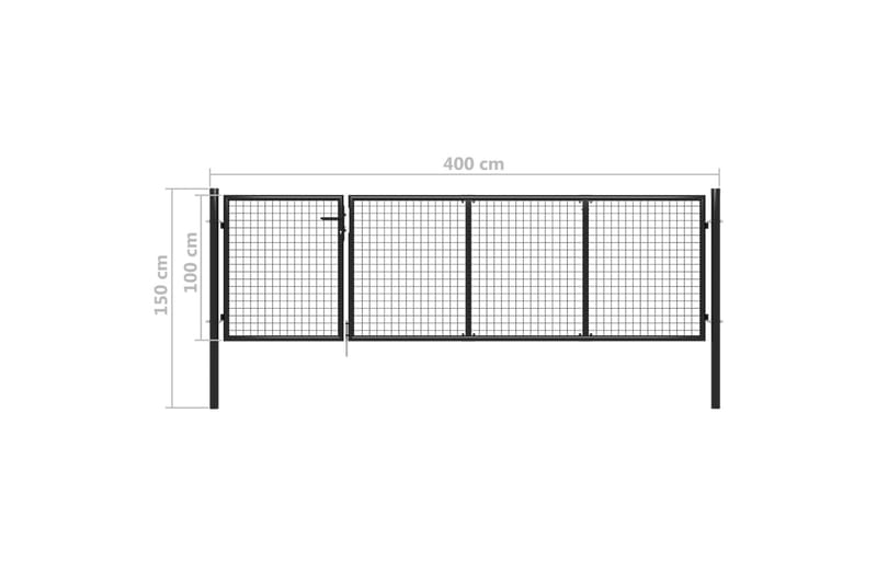 Hageport stål 350x100 cm antrasitt - Grå - Hus & oppussing - Innsynsbeskyttelse & innhegning - Port