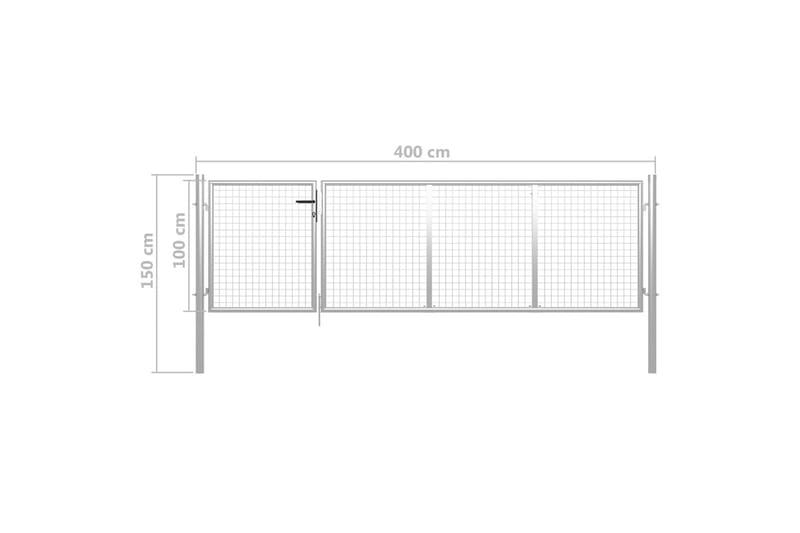 Hageport stål 350x100 cm sølv - Silver - Hus & oppussing - Innsynsbeskyttelse & innhegning - Port